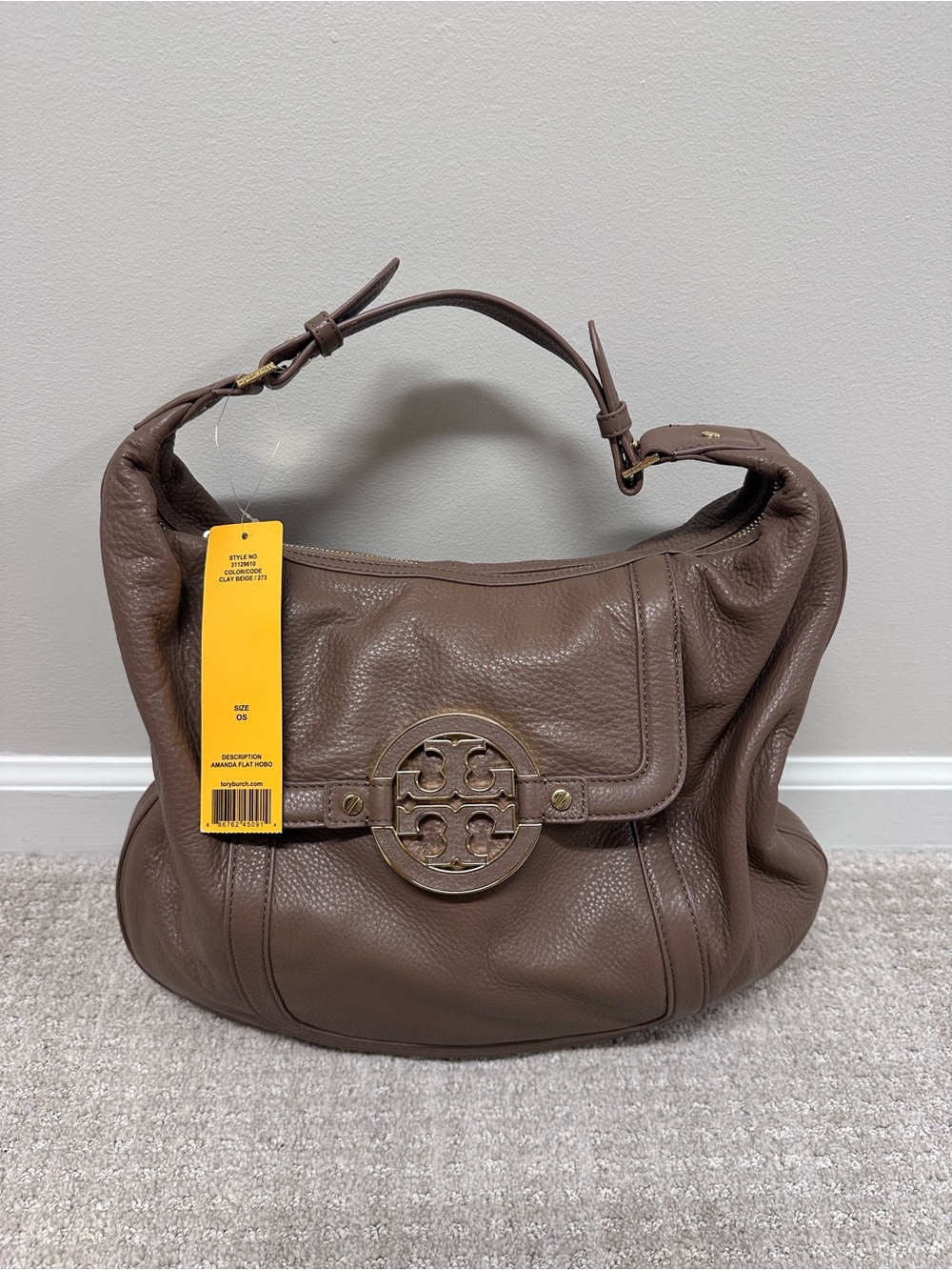 Tory Burch Brown Leather Hobo Shoulder Bag